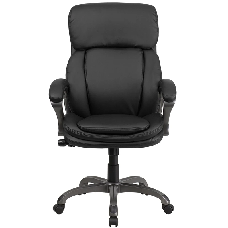 High Back Black Leather Executive Swivel Chair With Lumbar Support Knob With Arms - By Flash Furniture - Madison Seating 4 High Back Black Leather Executive Swivel Chair With Lumbar Support Knob With Arms - By Flash Furniture - Madison Seating - Image 2