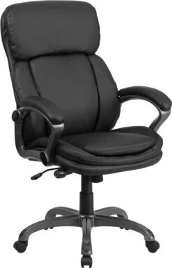 High Back Black Leather Executive Swivel Chair With Lumbar Support Knob With Arms - By Flash Furniture - Madison Seating