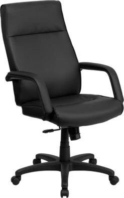 High Back Black Leather Executive Swivel Chair With Memory Foam Padding With Arms - By Flash Furniture - Madison Seating