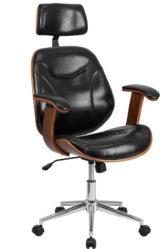High Back Black Leather Executive Wood Swivel Chair With Arms - By Flash Furniture - Madison Seating 3 High Back Black Leather Executive Wood Swivel Chair With Arms - By Flash Furniture - Madison Seating