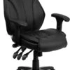 High Back Black Leather Multifunction Executive Swivel Chair With Lumbar Support Knob With Arms - By Flash Furniture - Madison Seating