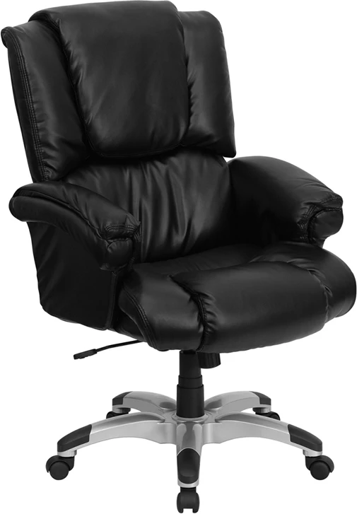 High Back Black Leather OverStuffed Executive Swivel Chair With Fully Upholstered Arms - By Flash Furniture - Madison Seating 3 High Back Black Leather OverStuffed Executive Swivel Chair With Fully Upholstered Arms - By Flash Furniture - Madison Seating