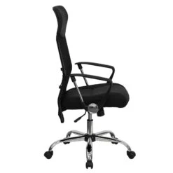 High Back Black Leather And Mesh Swivel Task Chair With Arms - By Flash Furniture - Madison Seating -Executive Chairs Sales High Back Black Leather and Mesh Swivel Task Chair with Arms by Flash Furniture 1