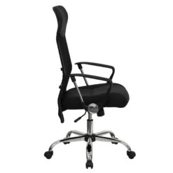 High Back Black Leather And Mesh Swivel Task Chair With Arms - By Flash Furniture - Madison Seating -Executive Chairs Sales High Back Black Leather and Mesh Swivel Task Chair with Arms by Flash Furniture 2