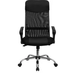 High Back Black Leather And Mesh Swivel Task Chair With Arms - By Flash Furniture - Madison Seating -Executive Chairs Sales High Back Black Leather and Mesh Swivel Task Chair with Arms by Flash Furniture 5