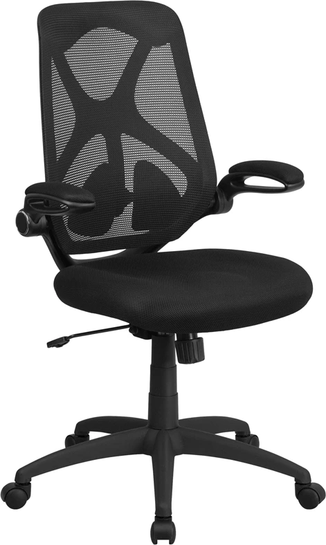High Back Black Mesh Executive Swivel Chair With Adjustable Lumbar, 2-Paddle Control And Flip-Up Arms - By Flash Furniture - Madison Seating 3 High Back Black Mesh Executive Swivel Chair With Adjustable Lumbar, 2-Paddle Control And Flip-Up Arms - By Flash Furniture - Madison Seating