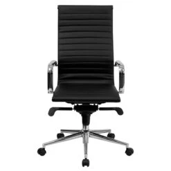 High Back Black Ribbed Leather Executive Swivel Chair With Knee-Tilt Control And Arms - By Flash Furniture - Madison Seating -Executive Chairs Sales High Back Black Ribbed Leather Executive Swivel Chair with Knee Tilt Control and Arms by Flash Furniture 3
