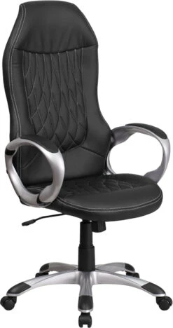 High Back Black Vinyl Executive Swivel Chair With Arms - By Flash Furniture - Madison Seating
