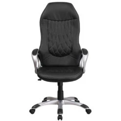 High Back Black Vinyl Executive Swivel Chair With Arms - By Flash Furniture - Madison Seating -Executive Chairs Sales High Back Black Vinyl Executive Swivel Chair with Arms by Flash Furniture 3