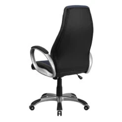 High Back Black Vinyl Executive Swivel Chair With Blue Mesh Inserts And Arms - By Flash Furniture - Madison Seating -Executive Chairs Sales High Back Black Vinyl Executive Swivel Chair with Blue Mesh Inserts and Arms by Flash Furniture 2