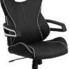 High Back Black Vinyl Executive Swivel Chair With White Trim And Arms - By Flash Furniture - Madison Seating -Executive Chairs Sales High Back Black Vinyl Executive Swivel Chair with White Trim and Arms by Flash Furniture
