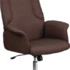 High Back Brown Fabric Executive Swivel Chair With Chrome Base And Fully Upholstered Arms - By Flash Furniture - Madison Seating -Executive Chairs Sales High Back Brown Fabric Executive Swivel Chair with Chrome Base and Fully Upholstered Arms by Flash Furniture