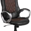 High Back Brown Fabric And Black Vinyl Executive Swivel Chair With Arms - By Flash Furniture - Madison Seating -Executive Chairs Sales High Back Brown Fabric and Black Vinyl Executive Swivel Chair with Arms by Flash Furniture