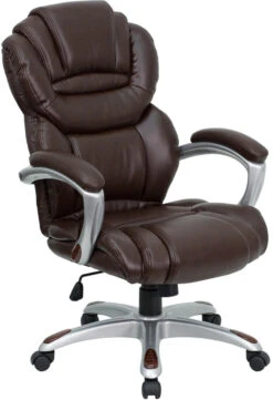High Back Brown Leather Executive Swivel Chair With Arms - By Flash Furniture - Madison Seating