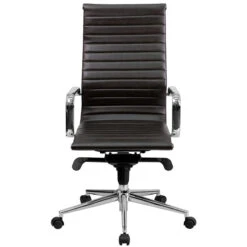 High Back Brown Ribbed Leather Executive Swivel Chair With Knee-Tilt Control And Arms - By Flash Furniture - Madison Seating -Executive Chairs Sales High Back Brown Ribbed Leather Executive Swivel Chair with Knee Tilt Control and Arms by Flash Furniture 3
