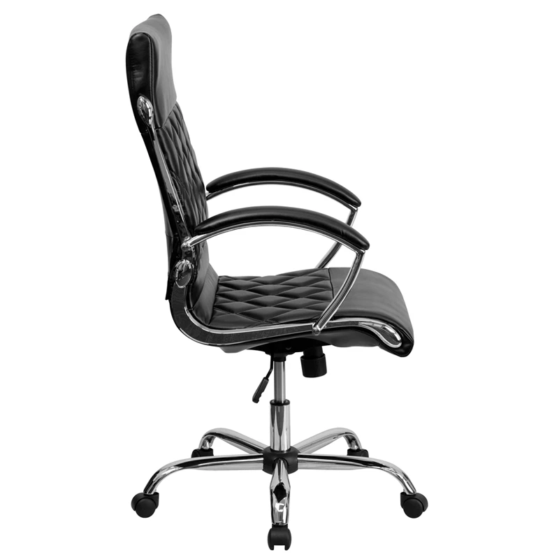 High Back Designer Black Leather Executive Swivel Chair With Chrome Base And Arms - By Flash Furniture - Madison Seating 4 High Back Designer Black Leather Executive Swivel Chair With Chrome Base And Arms - By Flash Furniture - Madison Seating - Image 2