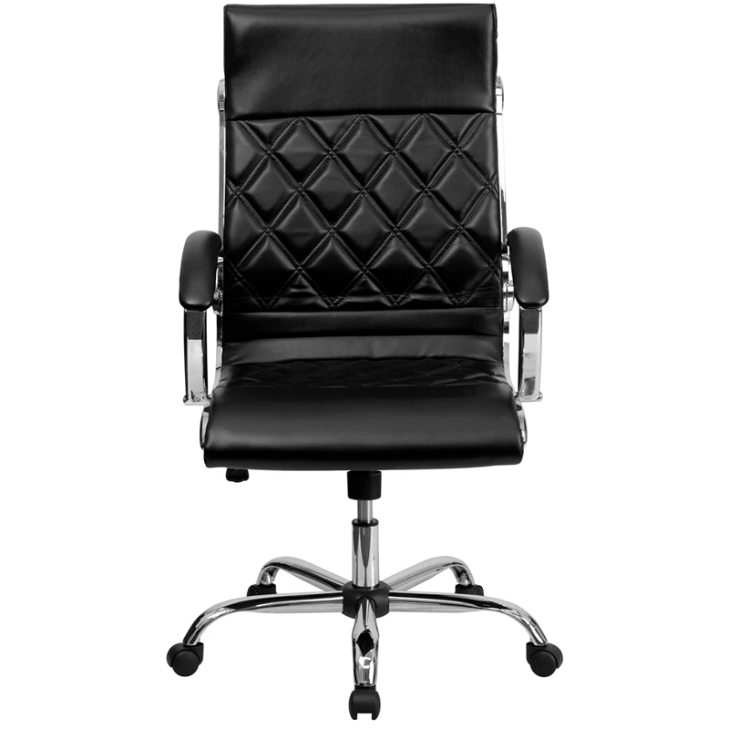 High Back Designer Black Leather Executive Swivel Chair With Chrome Base And Arms - By Flash Furniture - Madison Seating 6 High Back Designer Black Leather Executive Swivel Chair With Chrome Base And Arms - By Flash Furniture - Madison Seating - Image 4