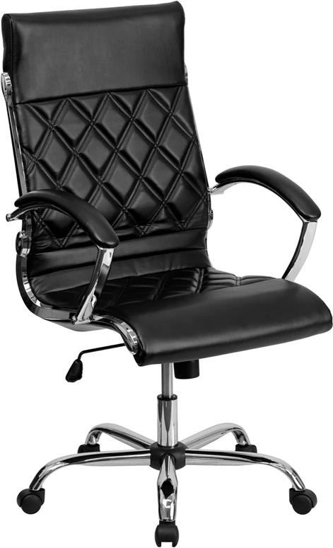 High Back Designer Black Leather Executive Swivel Chair With Chrome Base And Arms - By Flash Furniture - Madison Seating 3 High Back Designer Black Leather Executive Swivel Chair With Chrome Base And Arms - By Flash Furniture - Madison Seating
