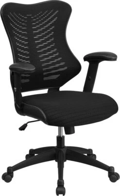 High Back Designer Black Mesh Executive Swivel Chair With Adjustable Arms - By Flash Furniture - Madison Seating