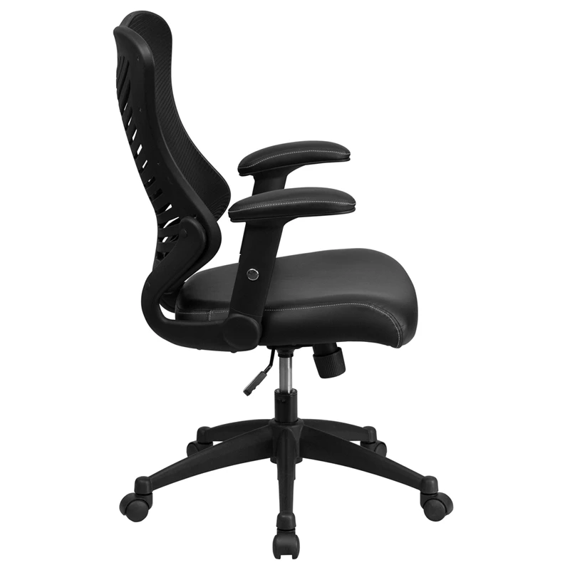 High Back Designer Black Mesh Executive Swivel Chair With Leather Seat And Adjustable Arms - By Flash Furniture - Madison Seating 4 High Back Designer Black Mesh Executive Swivel Chair With Leather Seat And Adjustable Arms - By Flash Furniture - Madison Seating - Image 2