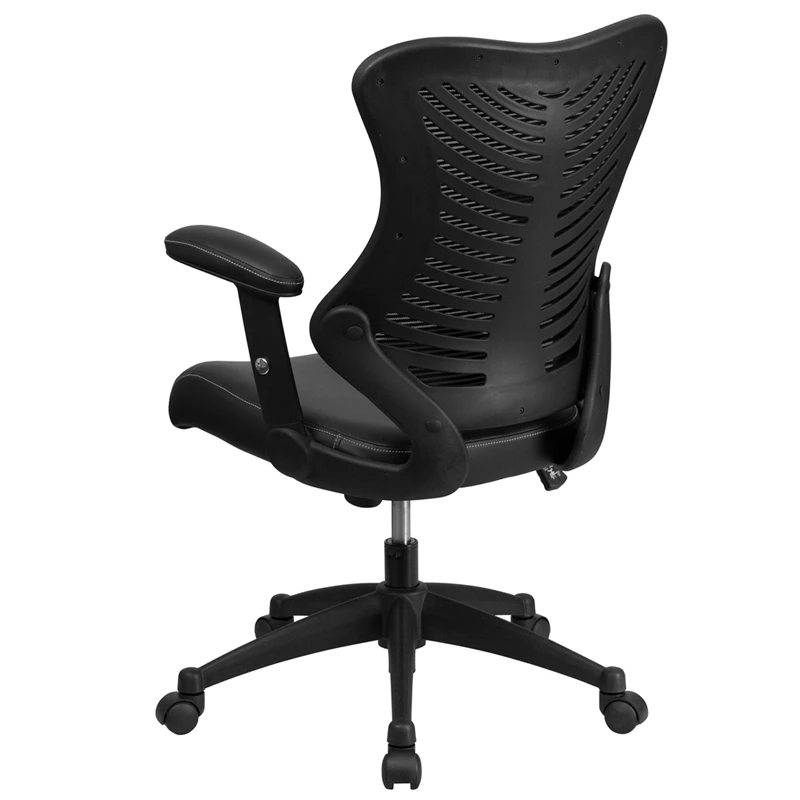 High Back Designer Black Mesh Executive Swivel Chair With Leather Seat And Adjustable Arms - By Flash Furniture - Madison Seating 5 High Back Designer Black Mesh Executive Swivel Chair With Leather Seat And Adjustable Arms - By Flash Furniture - Madison Seating - Image 3