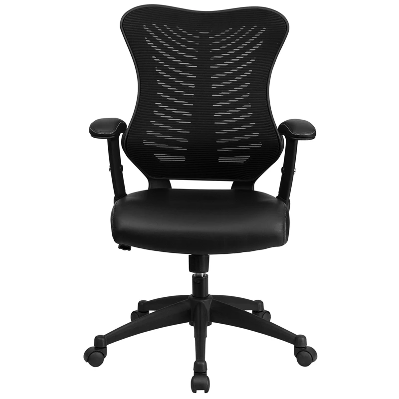 High Back Designer Black Mesh Executive Swivel Chair With Leather Seat And Adjustable Arms - By Flash Furniture - Madison Seating 6 High Back Designer Black Mesh Executive Swivel Chair With Leather Seat And Adjustable Arms - By Flash Furniture - Madison Seating - Image 4