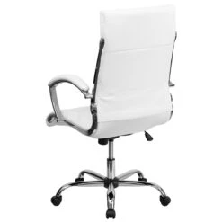 High Back Designer White Leather Executive Swivel Chair With Chrome Base And Arms - By Flash Furniture - Madison Seating -Executive Chairs Sales High Back Designer White Leather Executive Swivel Chair with Chrome Base and Arms by Flash Furniture 2