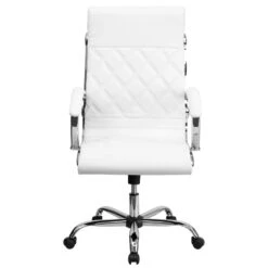 High Back Designer White Leather Executive Swivel Chair With Chrome Base And Arms - By Flash Furniture - Madison Seating -Executive Chairs Sales High Back Designer White Leather Executive Swivel Chair with Chrome Base and Arms by Flash Furniture 3