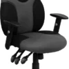 High Back Ergonomic Black And Gray Mesh Swivel Task Chair With Adjustable Arms - By Flash Furniture - Madison Seating -Executive Chairs Sales High Back Ergonomic Black and Gray Mesh Swivel Task Chair with Adjustable Arms by Flash Furniture