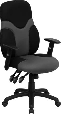 High Back Ergonomic Black And Gray Mesh Swivel Task Chair With Adjustable Arms - By Flash Furniture - Madison Seating