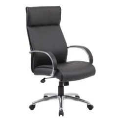 High Back Executive Chair With Aluminum Arms And Chair Base - Without Knee Tilt By Boss Office Products - Madison Seating