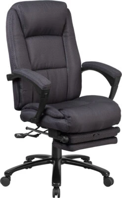 High Back Gray Fabric Executive Reclining Swivel Office Chair With Comfort Coil Seat Springs And Padded Arms - By Flash Furniture - Madison Seating