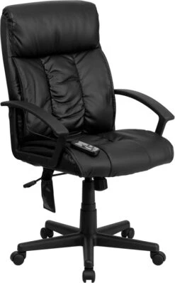 High Back Massaging Black Leather Executive Swivel Chair With Arms - By Flash Furniture - Madison Seating