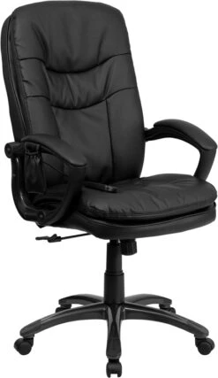 High Back Massaging Black Leather Executive Swivel Chair With Arms - By Flash Furniture - Madison Seating