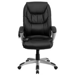 High Back Massaging Black Leather Executive Swivel Chair With Silver Base And Arms - By Flash Furniture - Madison Seating -Executive Chairs Sales High Back Massaging Black Leather Executive Swivel Chair with Silver Base and Arms by Flash Furniture 6