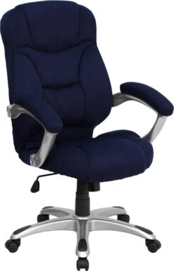 High Back Navy Blue Microfiber Contemporary Executive Swivel Chair With Arms - By Flash Furniture - Madison Seating