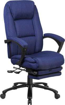 High Back Navy Fabric Executive Reclining Swivel Office Chair With Comfort Coil Seat Springs And Padded Arms - By Flash Furniture - Madison Seating