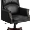 High Back Pillow Back Black Leather Executive Swivel Chair With Arms - By Flash Furniture - Madison Seating -Executive Chairs Sales High Back Pillow Back Black Leather Executive Swivel Chair with Arms by Flash Furniture