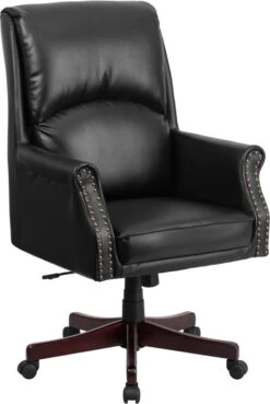 High Back Pillow Back Black Leather Executive Swivel Chair With Arms - By Flash Furniture - Madison Seating