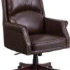 High Back Pillow Back Brown Leather Executive Swivel Chair With Arms - By Flash Furniture - Madison Seating 2 High Back Pillow Back Brown Leather Executive Swivel Chair With Arms - By Flash Furniture - Madison Seating -Executive Chairs Sales High Back Pillow Back Brown Leather Executive Swivel Chair with Arms by Flash Furniture