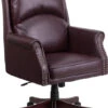 High Back Pillow Back Burgundy Leather Executive Swivel Chair With Arms - By Flash Furniture - Madison Seating -Executive Chairs Sales High Back Pillow Back Burgundy Leather Executive Swivel Chair with Arms by Flash Furniture