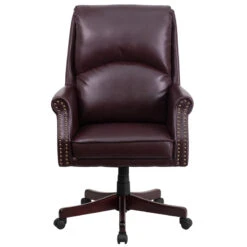 High Back Pillow Back Burgundy Leather Executive Swivel Chair With Arms - By Flash Furniture - Madison Seating -Executive Chairs Sales High Back Pillow Back Burgundy Leather Executive Swivel Chair with Arms by Flash Furniture 3