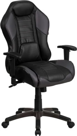 High Back Storm Gray Executive Gaming-Racing Swivel Chair With Comfort Coil Seat Springs And Gray Base - By Flash Furniture - Madison Seating