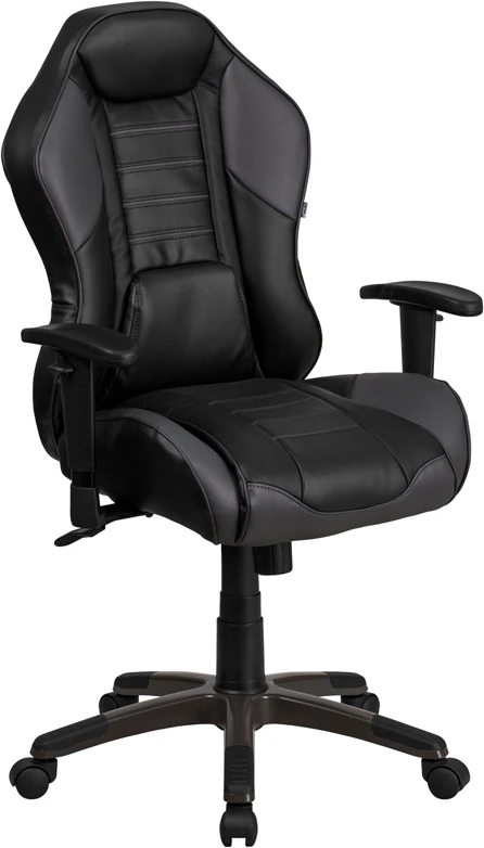 High Back Storm Gray Executive Gaming-Racing Swivel Chair With Comfort Coil Seat Springs And Gray Base - By Flash Furniture - Madison Seating 3 High Back Storm Gray Executive Gaming-Racing Swivel Chair With Comfort Coil Seat Springs And Gray Base - By Flash Furniture - Madison Seating