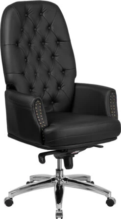 High Back Traditional Tufted Black Leather Multifunction Executive Swivel Chair With Arms - By Flash Furniture - Madison Seating