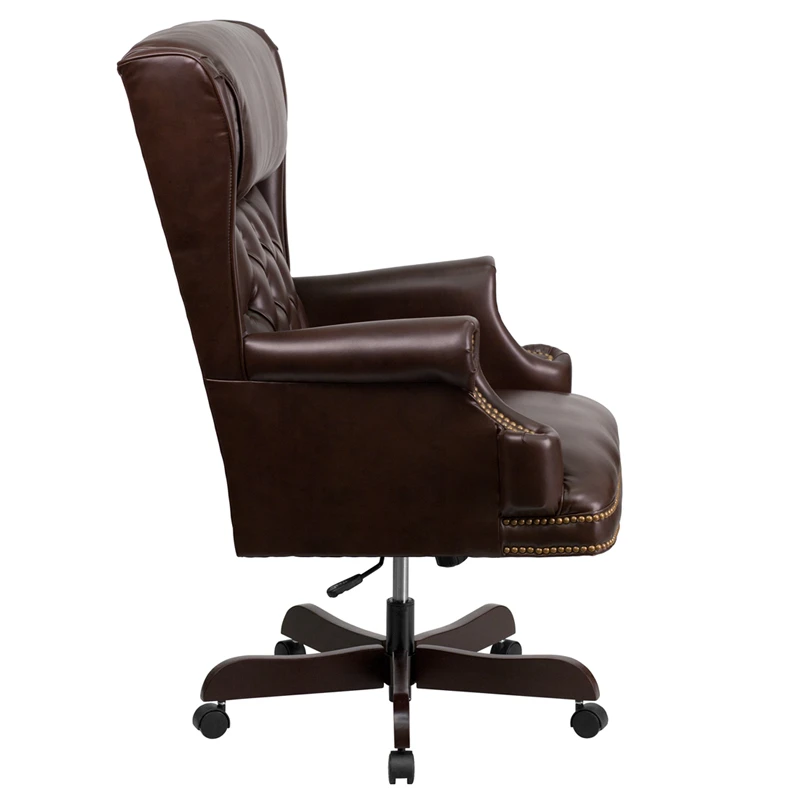 High Back Traditional Tufted Brown Leather Executive Swivel Chair With Arms - By Flash Furniture - Madison Seating 4 High Back Traditional Tufted Brown Leather Executive Swivel Chair With Arms - By Flash Furniture - Madison Seating - Image 2