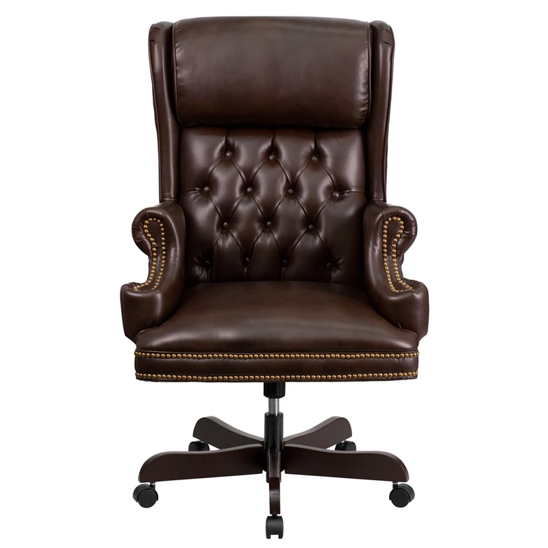 High Back Traditional Tufted Brown Leather Executive Swivel Chair With Arms - By Flash Furniture - Madison Seating 6 High Back Traditional Tufted Brown Leather Executive Swivel Chair With Arms - By Flash Furniture - Madison Seating - Image 4