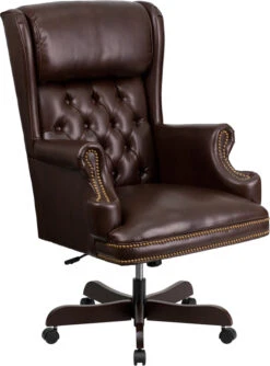 High Back Traditional Tufted Brown Leather Executive Swivel Chair With Arms - By Flash Furniture - Madison Seating