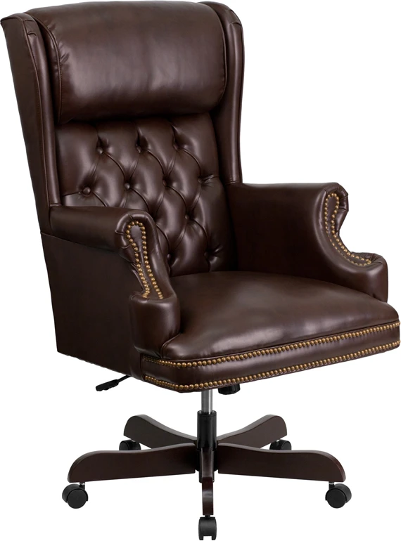 High Back Traditional Tufted Brown Leather Executive Swivel Chair With Arms - By Flash Furniture - Madison Seating 3 High Back Traditional Tufted Brown Leather Executive Swivel Chair With Arms - By Flash Furniture - Madison Seating