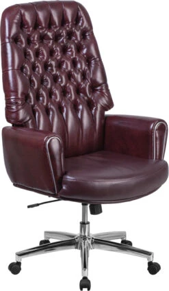 High Back Traditional Tufted Burgundy Leather Executive Swivel Chair With Arms - By Flash Furniture - Madison Seating